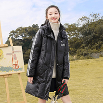 Junior high school down jacket winter girl college wind long section girl thickening high school student white duck down jacket female