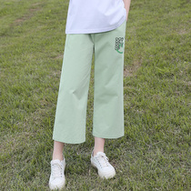 Junior high school students wide leg pants girls summer dress college style loose leisure thin high school girls straight ankle-length pants women