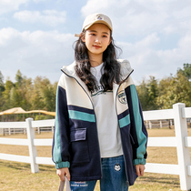Junior high school student jacket 2022 New spring clothing Han edition Teenage Girl Loose even hat teen high school girl Chunqiu