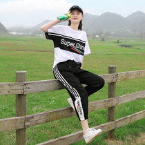 Girls summer dress college style leisure sports suit Korean version 13-year-old 15 loose high school students short sleeve two-piece set