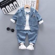Spring and autumn new baby clothes 1-4 years old 0 boys boy baby suit three-piece British dress corduroy