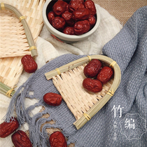 Photography Props Bamboo Weave Dustpan Farm Produce Dried Fruit Photo Decoration Food Gourmet Food Food Shooting Swing background matching