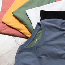 Number of several foreign trade men's cotton washed sanding autumn and winter solid color round neck pullover long sleeve T-shirt bottoming shirt tide