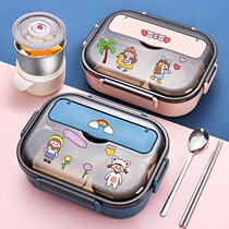 304 stainless steel insulated lunch box office workers portable microwave oven lunch box Primary School students special divider type bento box