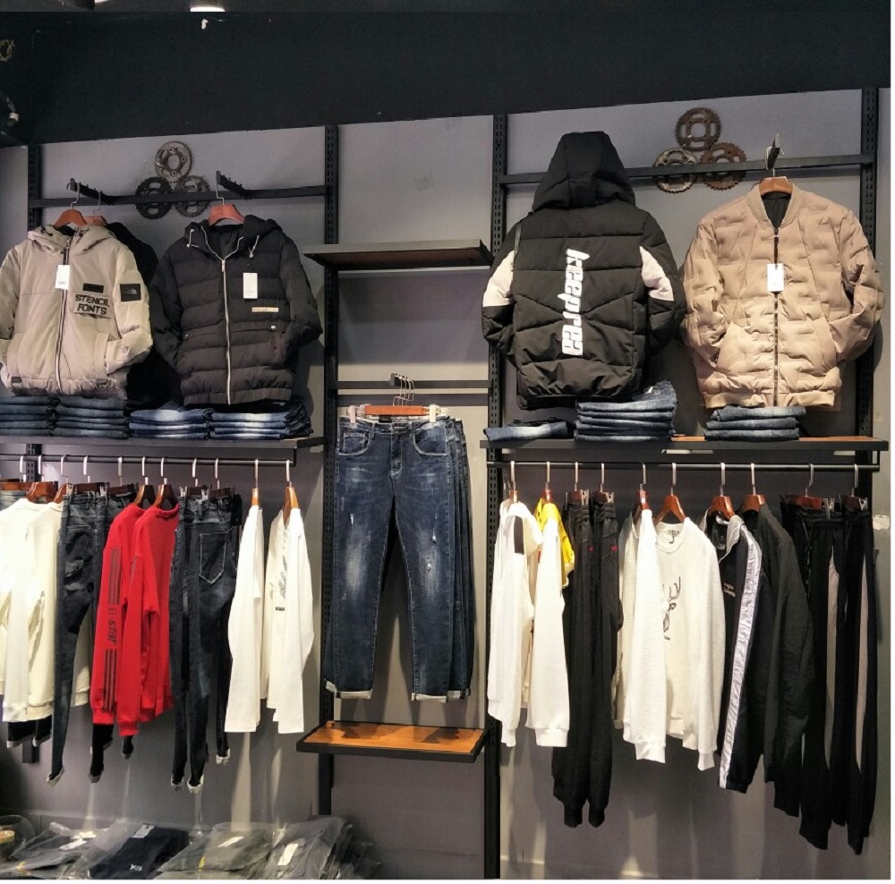 服装店装修货架上墙组合展示架 男装女装正挂侧挂衣服陈列架设计