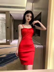 Net red anchor sexy wood ear edge suspender dress