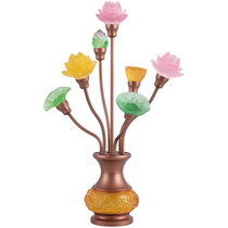 Seven-product LED colorful glazed lotus lanterns Buddha lanterns Buddha lanterns Temple lights supplies Buddha equipment