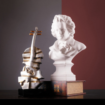 Mozart Beethoven figurines Piano Pendulum Eurostyle Home Adornment Soft-mounted Bookcase Sketching of a plaster statue