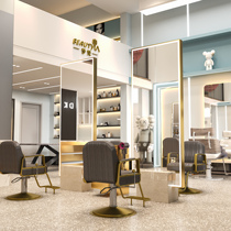 New Net Red Barber shop mirror hair salon special double-sided floor-to-ceiling hairdressing shop mirror stage tide with light Barber mirror