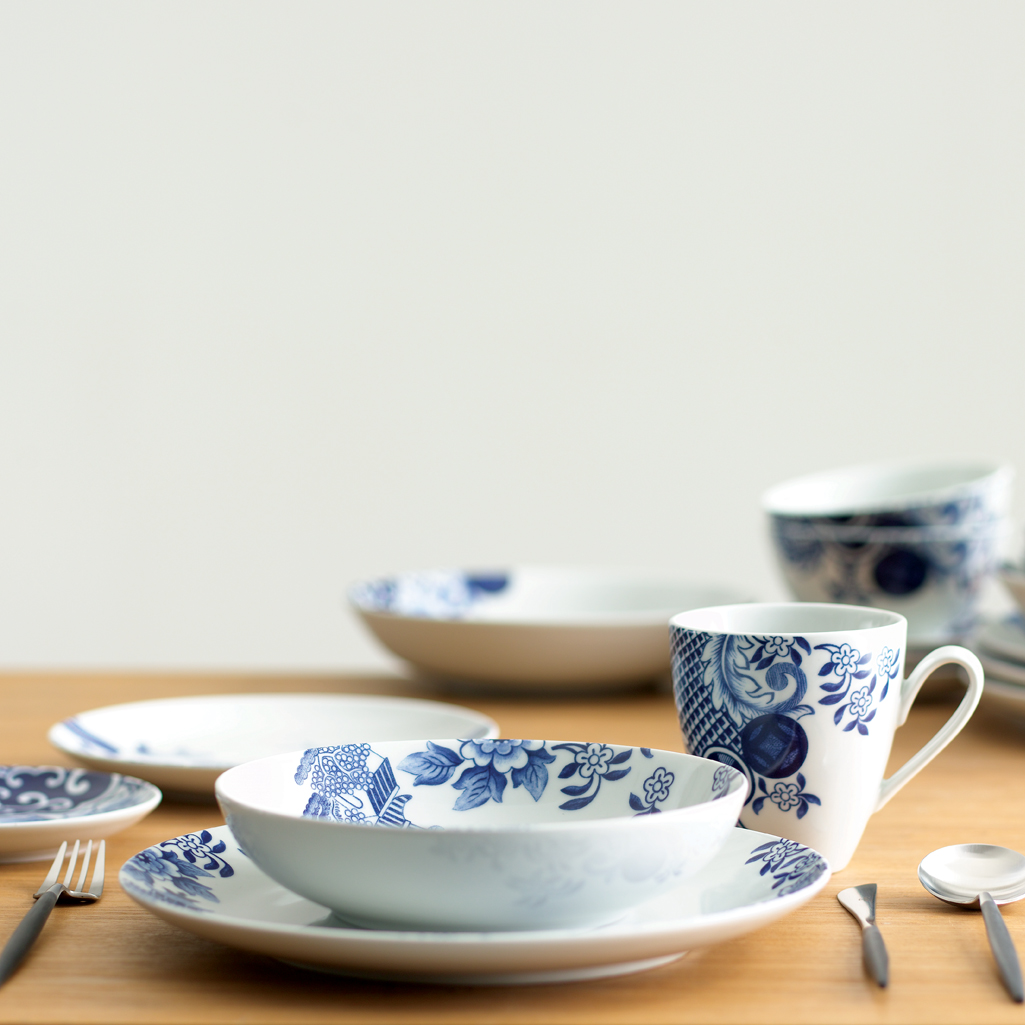 Mrs Loveramics love love blue glaze Shared four see colour of household tableware soup plate combination