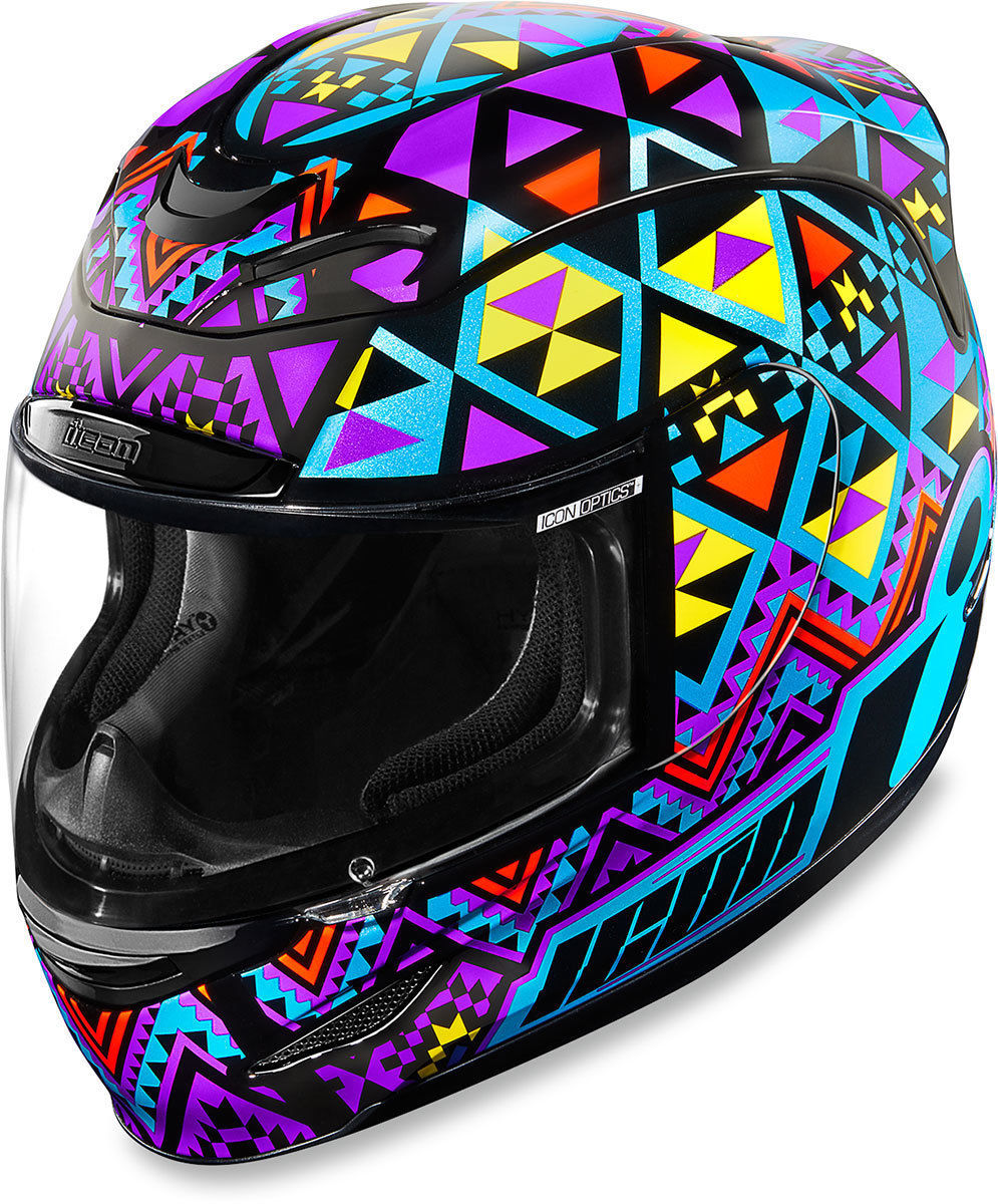 美国进口正品icon高端哈雷摩托机车头盔全盔 airmada紫色像素跑盔_不