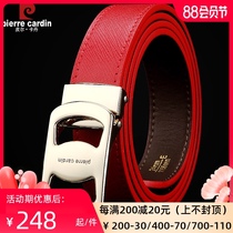 Pilkadan new belt womens real leather smooth buckle belt female ins wind fashion red cowhide pants casual