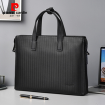 Pierre Cardin leather mens bag handbag top layer cowhide business briefcase shoulder messenger bag large-capacity mens bag