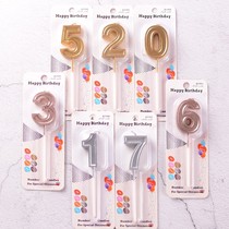 High-grade creative golden digital candles birthday cake candles gold and silver champagne tricolor party cake decorations