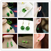 Natural and tian jade earrings 2020 new female earbuds temperament 100 hitch jade round pearl ornaments earrings earrings
