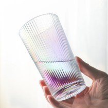 Brief Frescoes Fresh Ins Wind Vertical Textured Water Glass Womens Day Style Fine Striped Glass Cup Teacup Wine Glass Home Coffee Mug
