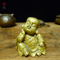 Limited Sugong boutique snowflake Golden Buddha monk Zhenwen town ruler ornaments tea pet Copper Worm special offer