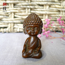 Su Gong solid pure copper sand boy boy Buddha statue meditation creative ornaments fragrant ceremony tea ceremony tea pet home accessories