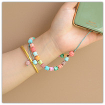 Personality mobile phone lanyard female color flower starfish cute hanging wrist pure handmade long chain sling pendant tide