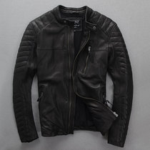 2018 mens leather clothing spring and autumn leather leather clothing sheep leather short slim slim motorcycle leather jacket mens tide