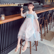 Girls Hanfu Dress Summer Foreign Atmosphere 2022 New Childrens Summer Dress Chinese Style Skirt Super Immortal Princess Skirt