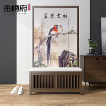 Modern new Chinese-style screen partition Living room Bedroom cloth Art solid wood mobile seat screen into the house for shoes and stool shoe cabinet for home