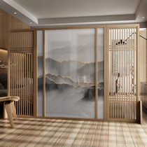 New Chinese screen partition living room solid wood modern simple bedroom to block home mobile entrance landscape into the home
