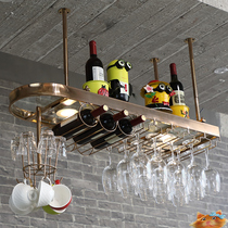 Bar stainless steel wine glass rack hanging upside down wine glass rack European-style household wine rack Mug goblet rack