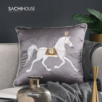 European style sofa pillowcase American large cushion silk pillowcase cover car pillow square embroidered horse