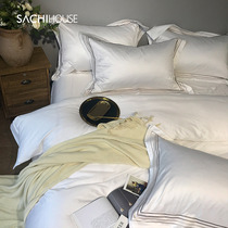 Straight 120 high-end four-piece cotton cotton simple plain sheet quilt cover bed hats bedding