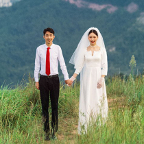 Long satin light wedding dress 2020 new bride Korean star with the same long-sleeved arm cover temperament evening dress female