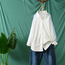 Large size womens spring new dress shirt Womens Light mature retro port flavor Joker loose simple large size shirt