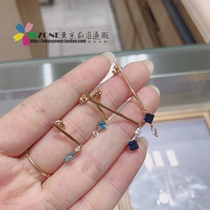 Japan starjewelry18 summer sparkling star sapphire zircon asymmetric 10k gold earrings