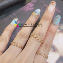 Japan direct mail agete18 autumn British Courtyard series Maple Leaf irregular 10k gold diamond ring