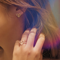 Japan AHKAH18 summer luxury sparkling hollow half Diamond Love 18K gold necklace bracelet ring