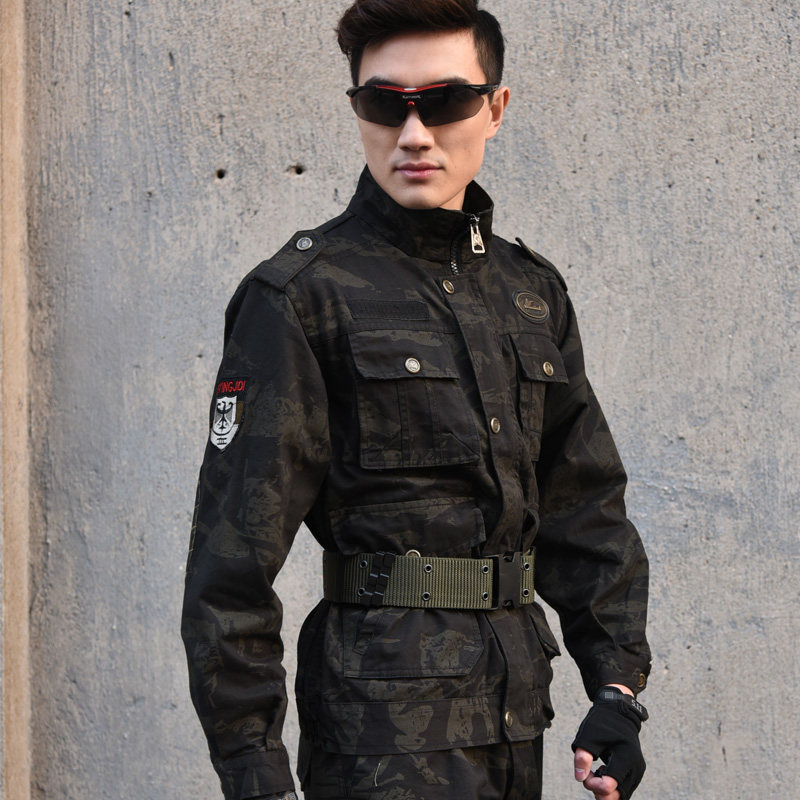 户外黑鹰迷彩服套装男军迷服装套装作训服工作服装教练训练服_不打折
