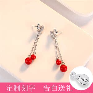 银唯源S925耳环女气质时尚个性蝴蝶结流苏珍珠耳钉女耳饰品