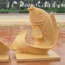 Artificial Sandstone Sculpture Fountain Custom Sand Rock Sculpture Garden Forest Landscape Flowing Water Decoration GRP Fish Water Spray
