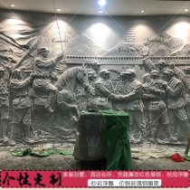 Sandstone relief Customized copper sculpture red party building culture background wall revolutionary exhibition murals