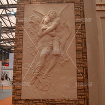 Outdoor Sand Rock Reliefs Custom Sandstone Sculpture Flower Hotel Clubhouse Bar Counter Image Wall Eurostyle Angel Figure Mural