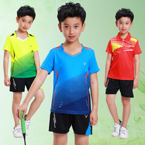 Childrens badminton suit mens and womens tennis table tennis sports uniform quick-drying short-sleeved shorts custom printing