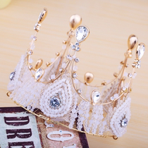 蛋糕装饰 高贵皇冠全圆公主陈紫函同款整环奢华手工水晶串珠王冠