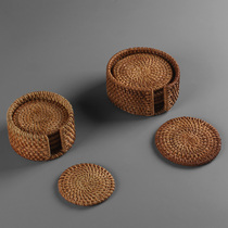 Hand-woven rattan coasters heat insulation mats bowl mats teapot mats placemats tea ceremony coasters dining table plate mats bowl mats