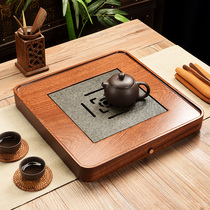 Square whole piece rosewood tea tray Chicken wing wood tea sea modern household simple drainage tea table Wujin stone tray living room