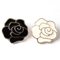 High-grade flower button shirt clothes coat trench coat fur pajamas decoration buckle black versatile large button