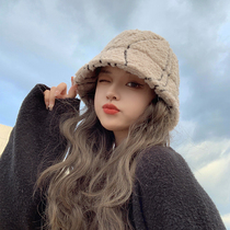 Japan ARCE lamb plush fisherman hat children autumn winter Korean version tide 100 hitch with a small thickened warm basin cap
