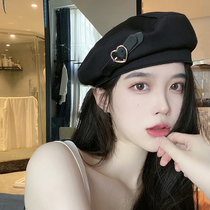 Japan AR Hat 2021 Nets Red Ins Black Berets Women Autumn Winter Thin with small Aroma Retro palate painters Cap