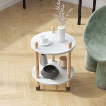 Simple round mini solid wood sofa edge a few cabinets Bedroom bedside removable double tea table