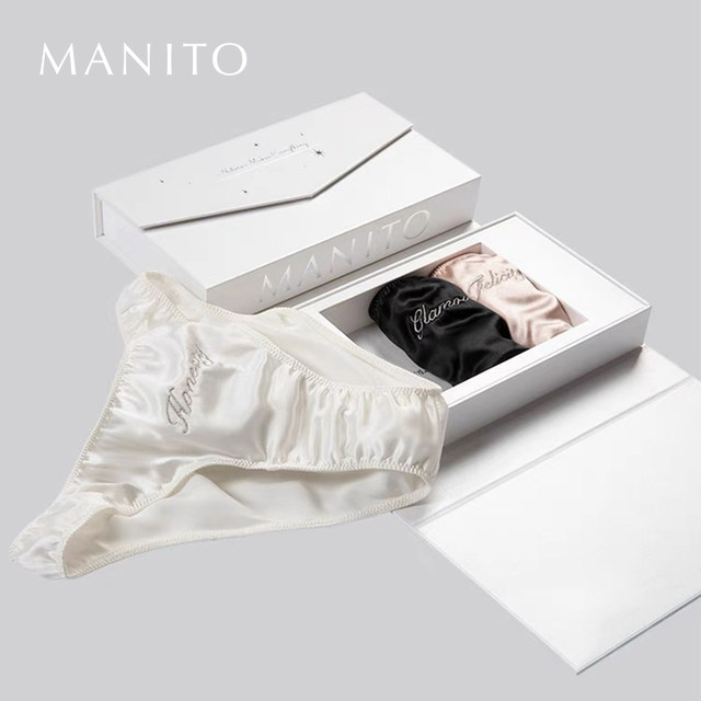 MANITO/Manita silk underwear women's mulberry silk underwear home close-fitting sexy andສະດວກສະບາຍ 3-pack silky smooth