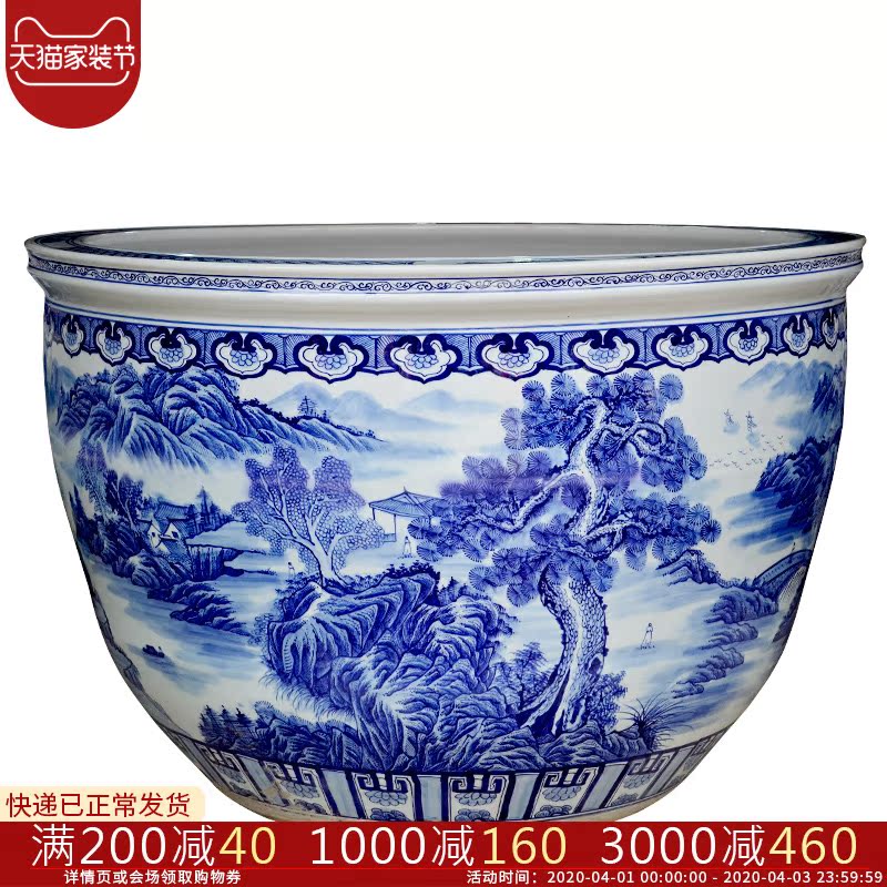 Cb26 large aquarium feng shui landing large hotel furnishing articles of jingdezhen ceramic fish bowl tortoise to heavy cylinder porcelain